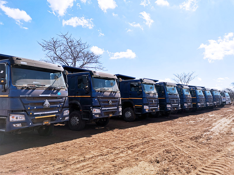 SINOTRUK delivered new trucks to Zambian customer Tianbo,The models include 6x4 tipper trucks,sprinkler truck,fuel tanker truck,crane cargo truck,asphalt distributor truck,tractor truck etc,using for road widening construction.